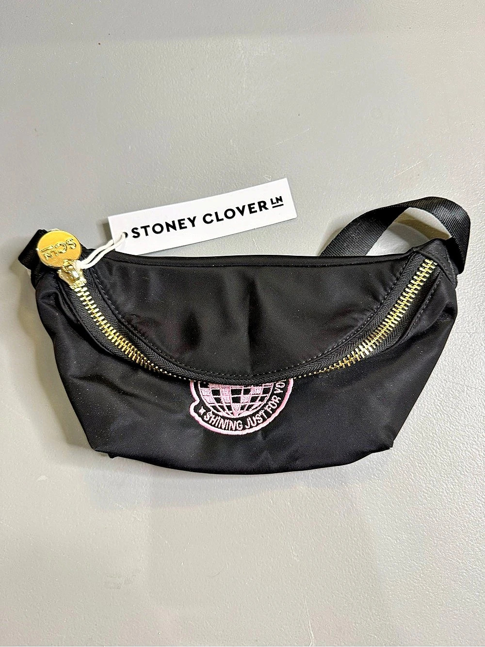 Stoney Clover Lane Classic Nylon Fanny Pack Crossbody Bag Black & Pink NWT
